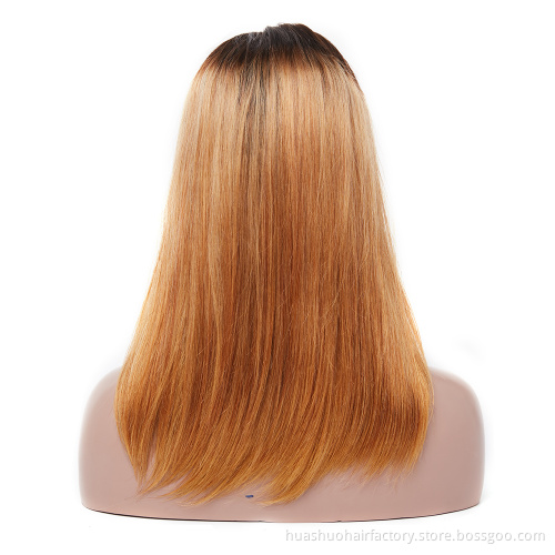 Large in Stock 4 27 Blonde Ombre Pre Plucked Brazilian Bob Lace Front Wig with Baby Hair